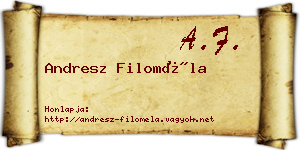 Andresz Filoméla névjegykártya